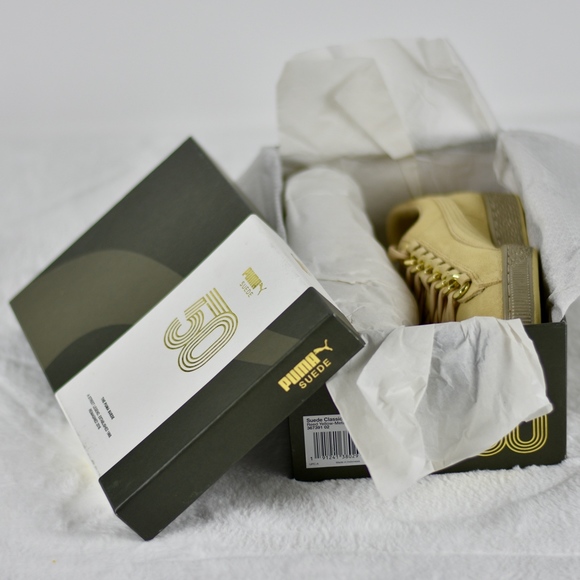 Puma Women's Gold Beige Khaki Suede Classic X-Chain Sneakers Trainers Size  5 - Picture 4 of 8